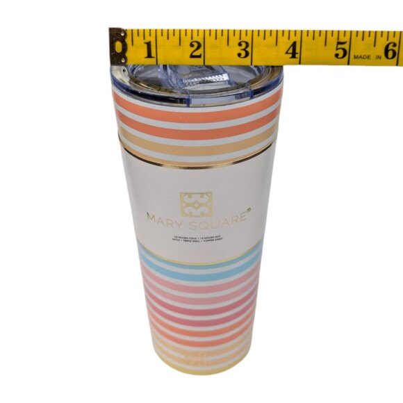 Mary Square Swept Away 24 Oz Tumbler Multi Striped Triple Wall Insulated w/ Lid - Picture 7 of 10
